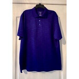 Haggar Cool 18 Pro Men's XL Blue Solid Short Sleeve Collared Polo Shirt Button